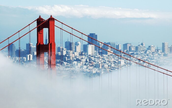 Canvas golden gate & san francisco onder mist