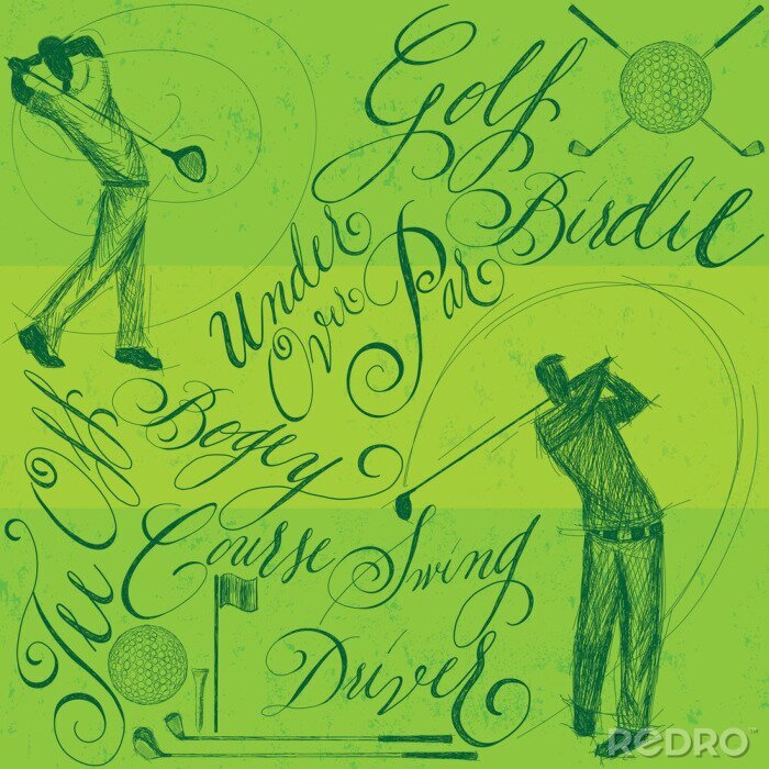 Canvas Golfers met kalligrafie
