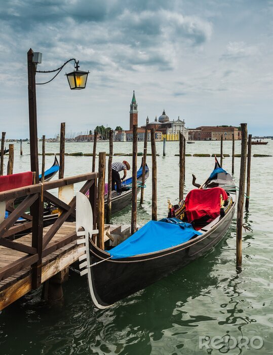 Canvas Gondels in de ochtend in Venetië