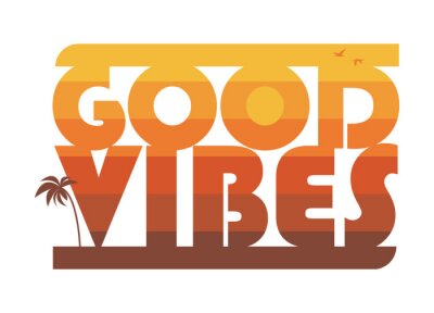 Canvas Good Vibes slogan with palm tree and and sun