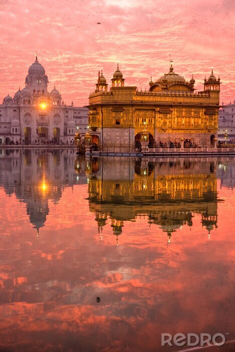 Canvas Gouden Tempel bij zonsondergang, Amritsar, Punjab, India.