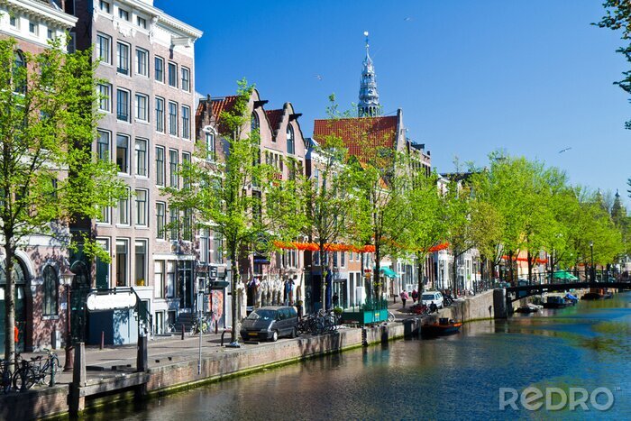 Canvas Gracht in Amsterdam in de zomer