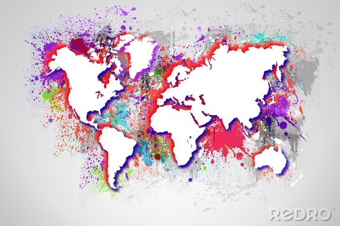 Canvas Graffiti wereldkaart