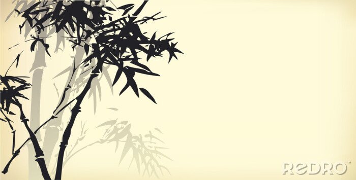 Canvas Grafische bamboe op beige achtergrond