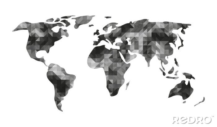 Canvas Grafische grijze kaart van de wereld