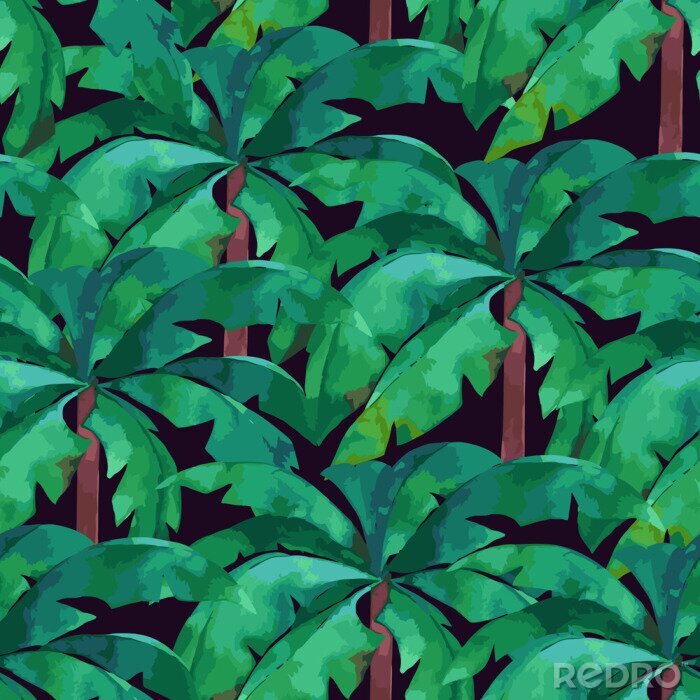 Canvas Grafische jungle met palmbomen