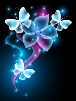 Grafische vlinders en bloemen