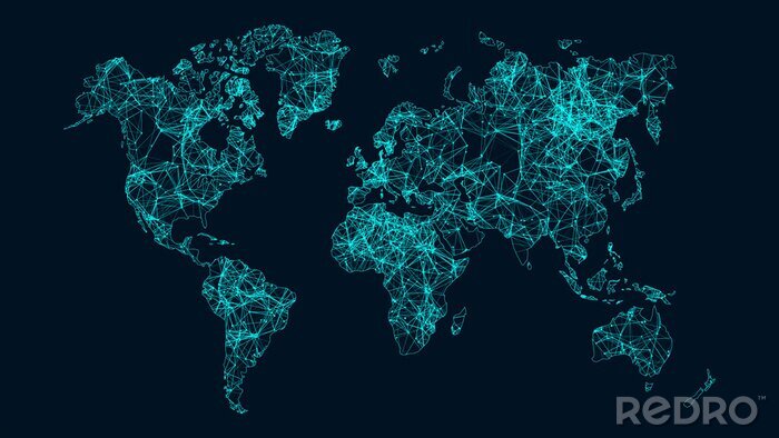 Canvas Grafische wereldkaart met 3D-effect