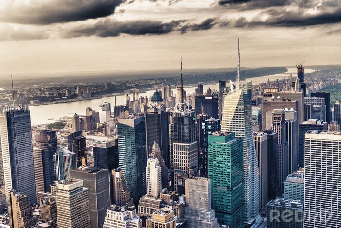 Canvas Grijs-blauw uitzicht over Manhattan