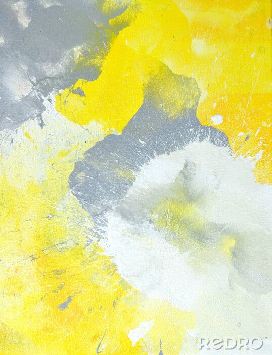 Canvas Grijs en geel abstracte Schilderen