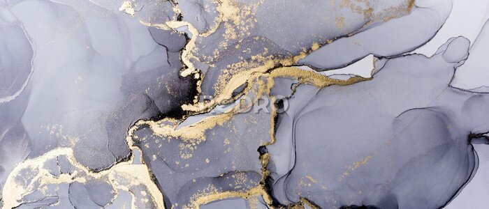 Canvas Grijs marmer met goud