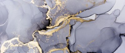 Fotobehang Grijs marmer met goud