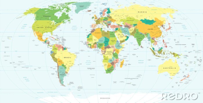 Canvas Groen-gele wereldkaart