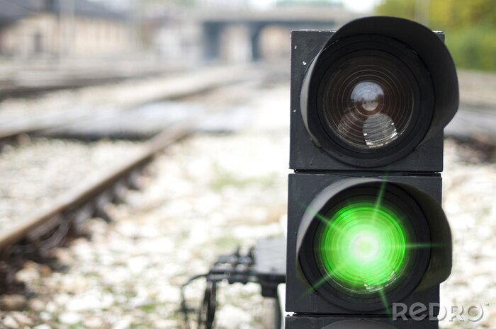 Canvas Groen licht voor treinen