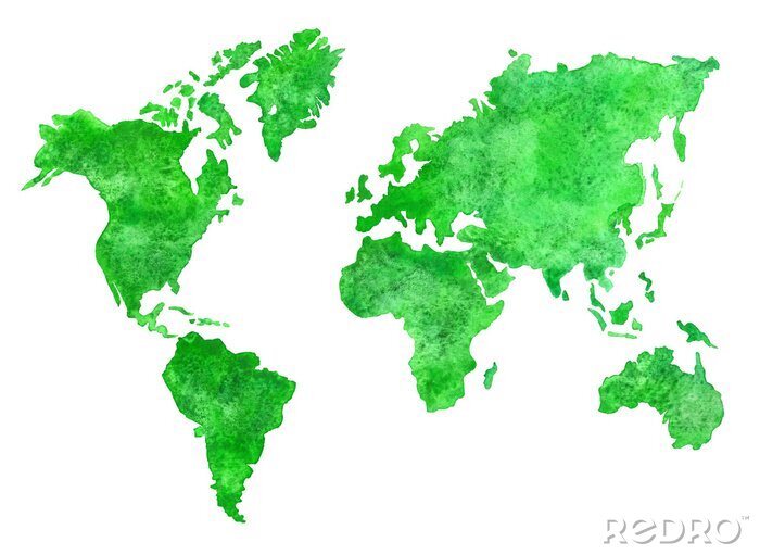 Canvas Groene 3D wereldkaart
