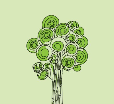 Canvas Groene abstractie met een boom