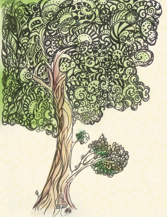 Canvas Groene boom op een beige achtergrond