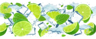 Canvas Groene limoencitrus in water