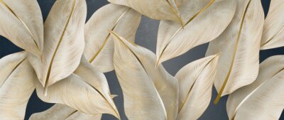 Grote 3D bladeren met goud in een glamoureuze stijl