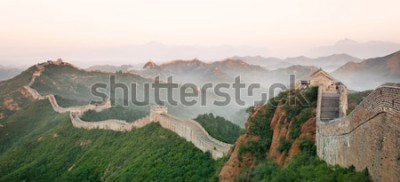 Canvas Grote muur van China in mist