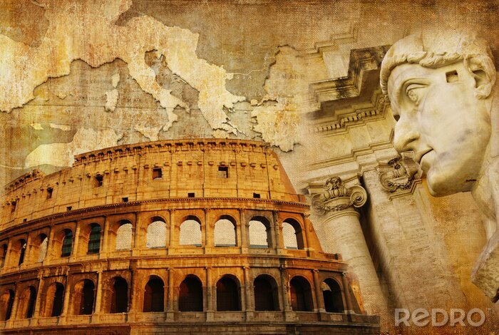Canvas grote Romeinse rijk - conceptuele collage in retro stijl