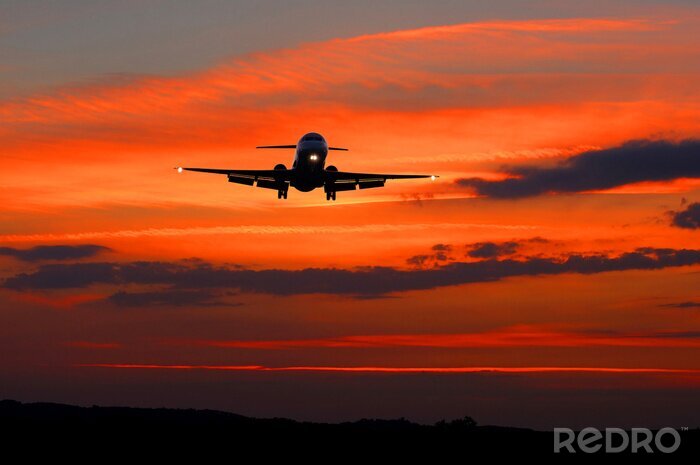 Canvas grote vliegtuigen voorbereiden op land