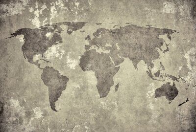 Sticker grunge map of the world