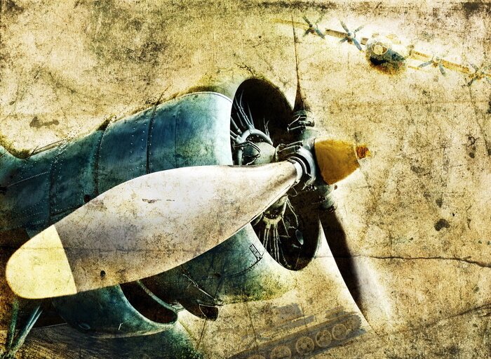 Canvas Grunge vliegtuigmotoren