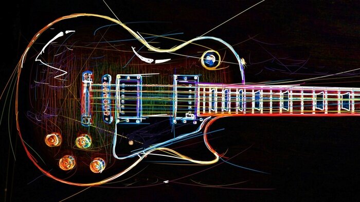 Canvas Guitar . abstract neon painting