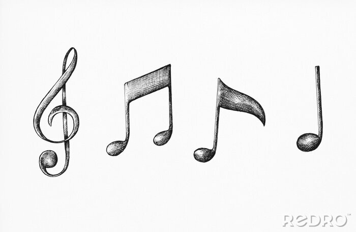 Canvas Handgetekende muziek opmerking illustratie