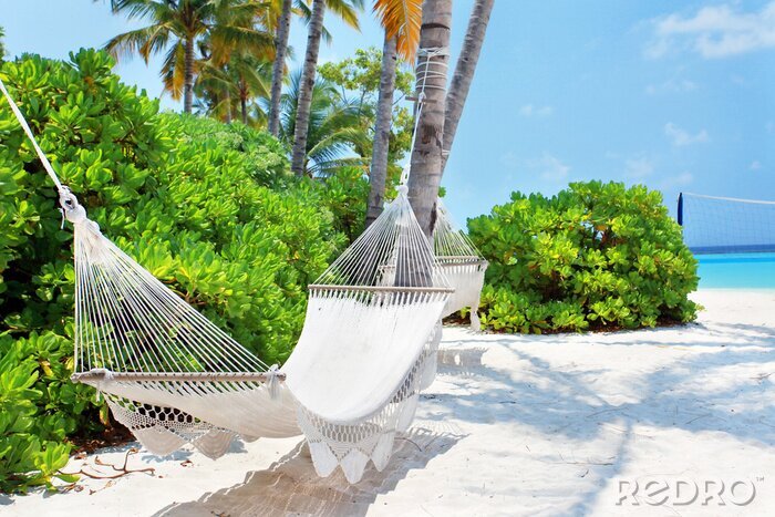 Canvas Hangmat aan zee op de Malediven