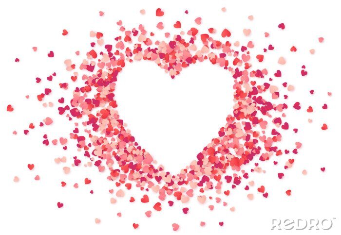 Canvas Hartvorm vector roze confetti splash met wit hart gat