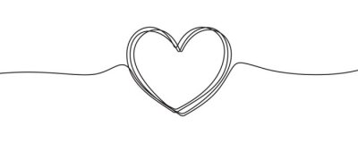 Canvas Heart sketch doodle, vector hand drawn heart in tangled thin line thread divider isolated on white background. Wedding love, Valentine day, birthday or charity heart, scribble shape design