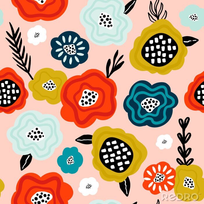 Canvas Heldere bloemen in Scandinavische stijl