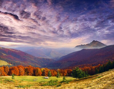 Canvas herfst in de bergen