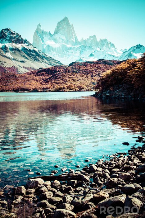 Canvas Herfst landschap van de bergen in Patagonië