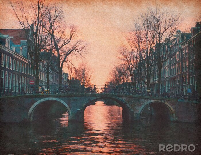 Canvas Herfstavond Amsterdam