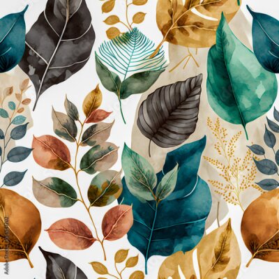 Canvas Herfstbladeren op een witte achtergrond