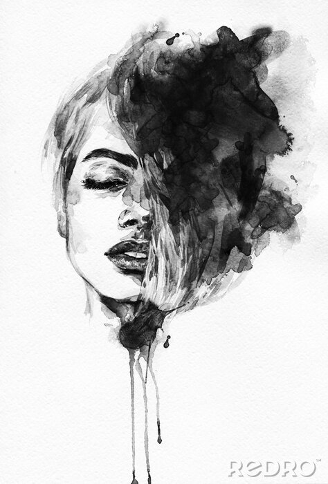 Canvas Het gezicht van een zwart-witte vrouw