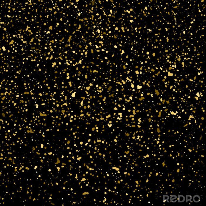 Canvas Het goud schittert textuur op een zwarte achtergrond. Gouden explosie van confetti. Golden korrelige abstracte textuur op een zwarte achtergrond. Design element. Vector illustratie, eps 10.