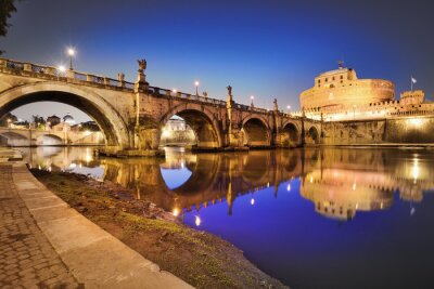 Canvas Het kasteel en de rivier van Rome