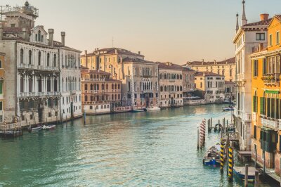 Canvas Het leven op het Canal Grande in Venetië, Italië