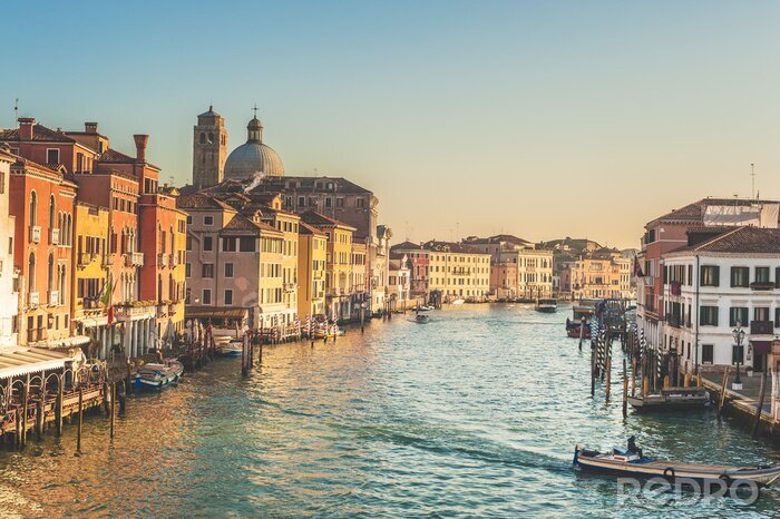 Canvas Het leven op het Canal Grande in Venetië, Italië