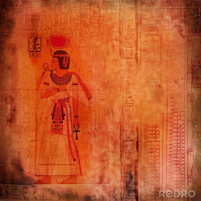 Canvas het oude Egypte oranje backround met faraoh