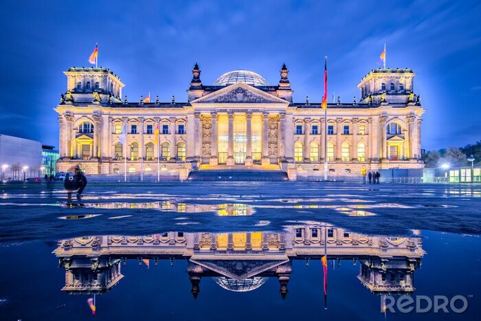 Canvas Het Parlement van Berlijn bij nacht