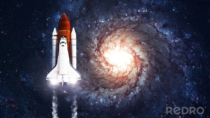 Canvas Het sterrenstelsel en de shuttle