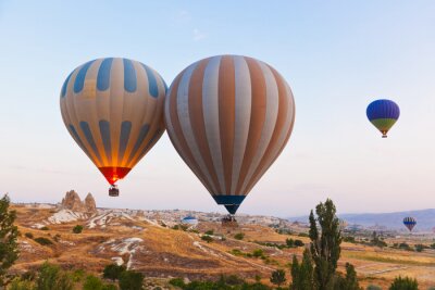 Canvas Hete luchtballon die over Cappadocia Turkije