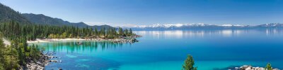 Canvas High resolution panorama of Lake Tahoe with view on Sand Harbor State park