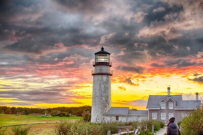 Canvas Highland Lighthouse Sunset cape cod