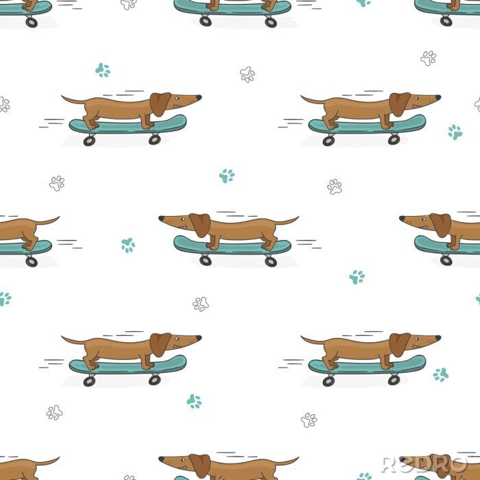 Canvas Honden die op een skateboard rijden